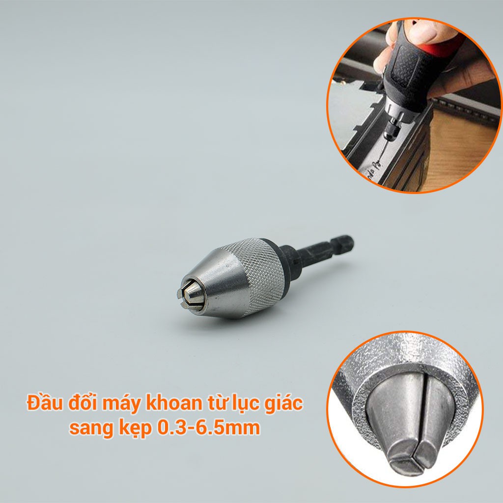 Đầu chuyển đổi máy khoan từ lục giác sang kẹp 0.3-6.5mm
