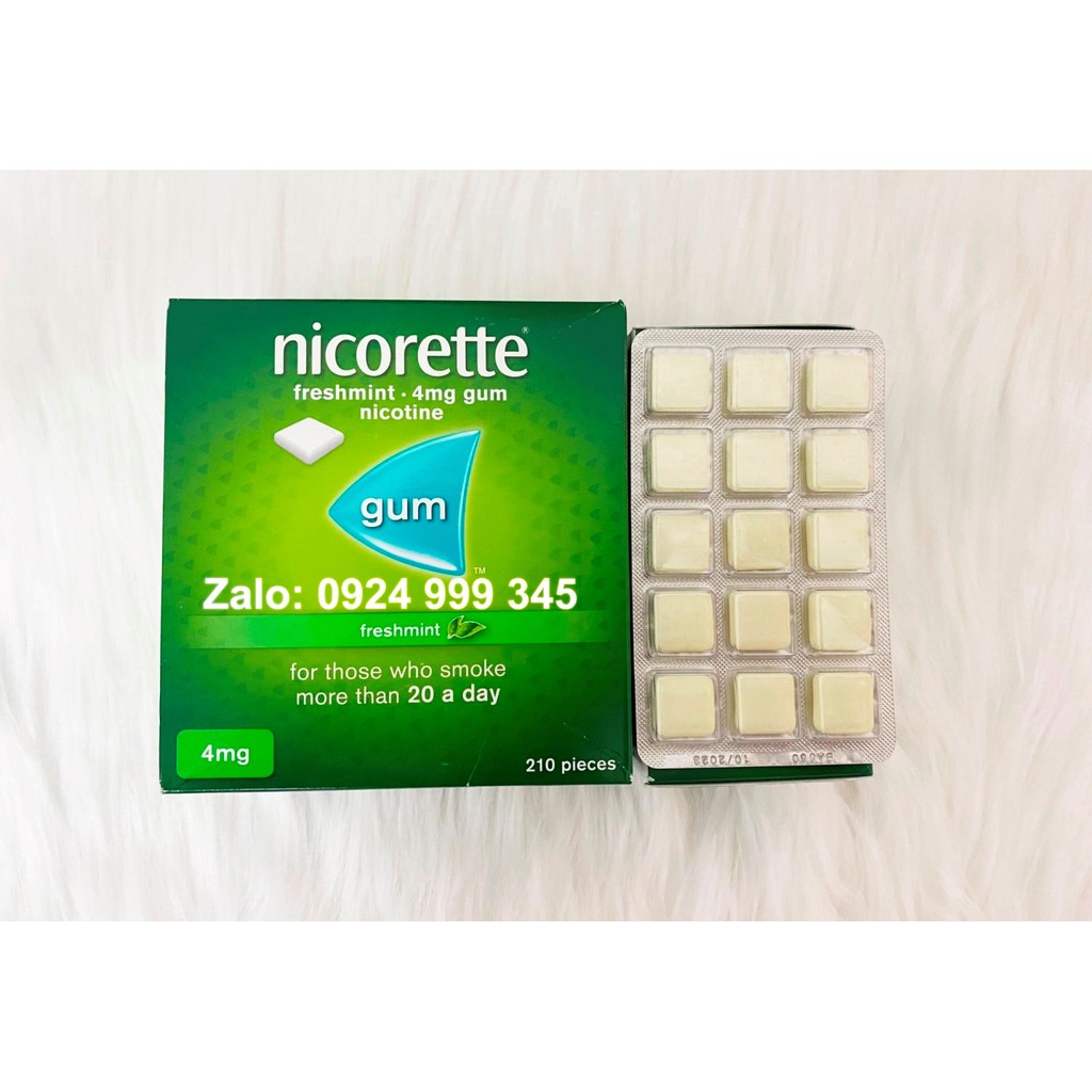 Kẹo Gum cai thuốc lá Nicorette 4mg vị bạc hà Freshmint 210 viên (Date 2024)