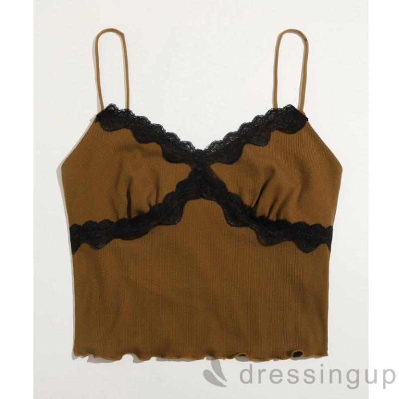 DRE-Women Sexy Lace Sleeveless Sling Summer Casual Solid Color Tops | BigBuy360 - bigbuy360.vn