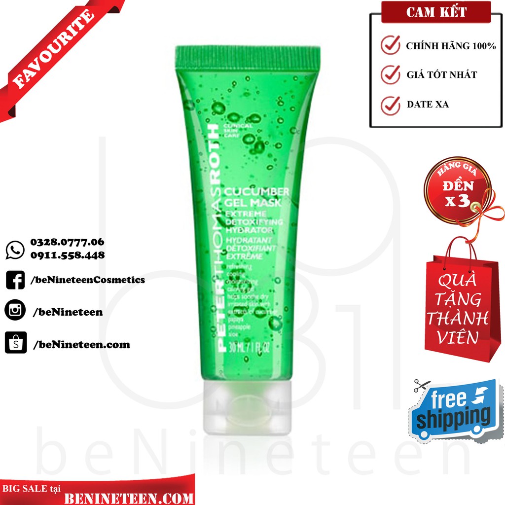 [TẶNG CHOCOLATE HERSHEY] Mặt Nạ Peter Thomas Roth - Cucumber Gel Mask