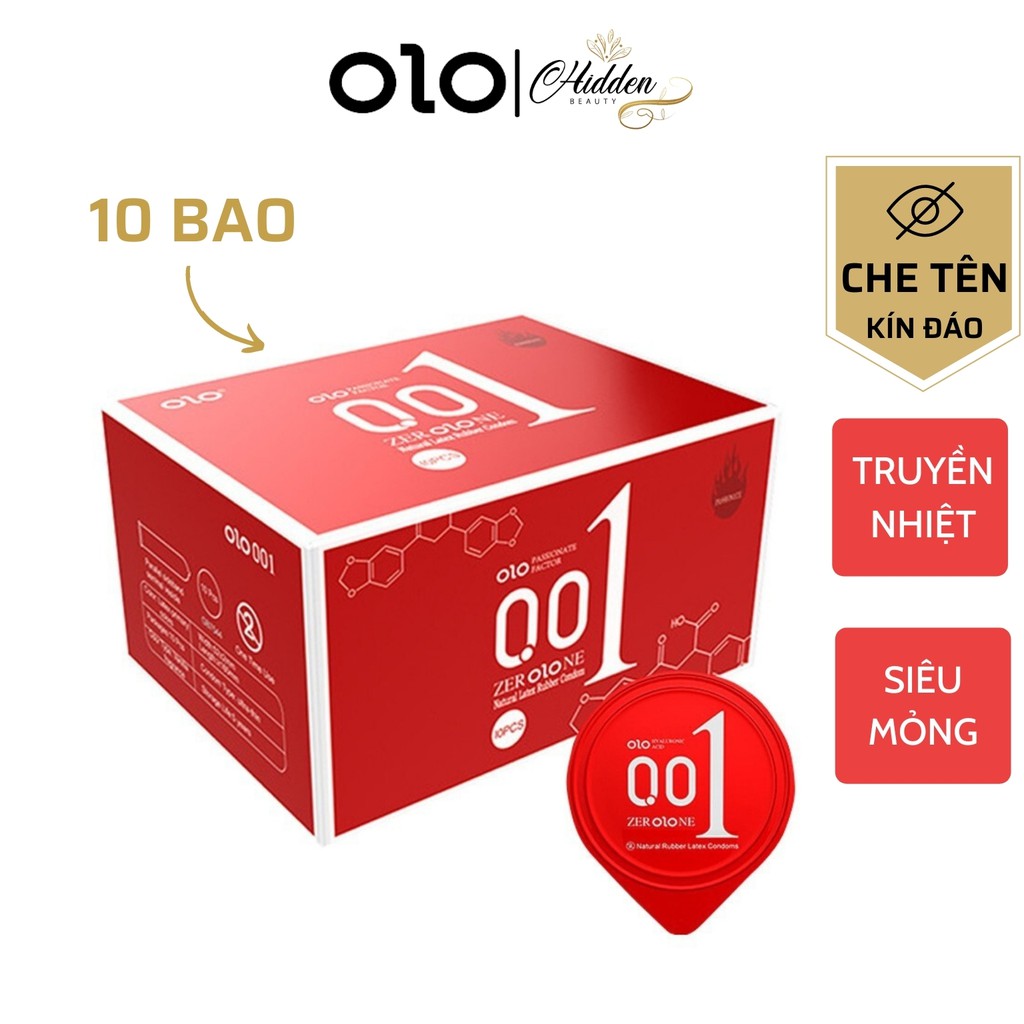 Bao cao su OLO đỏ siêu mỏng 001, bcs tạo độ ấm nóng, nhiều gel hộp 10c-olo_store