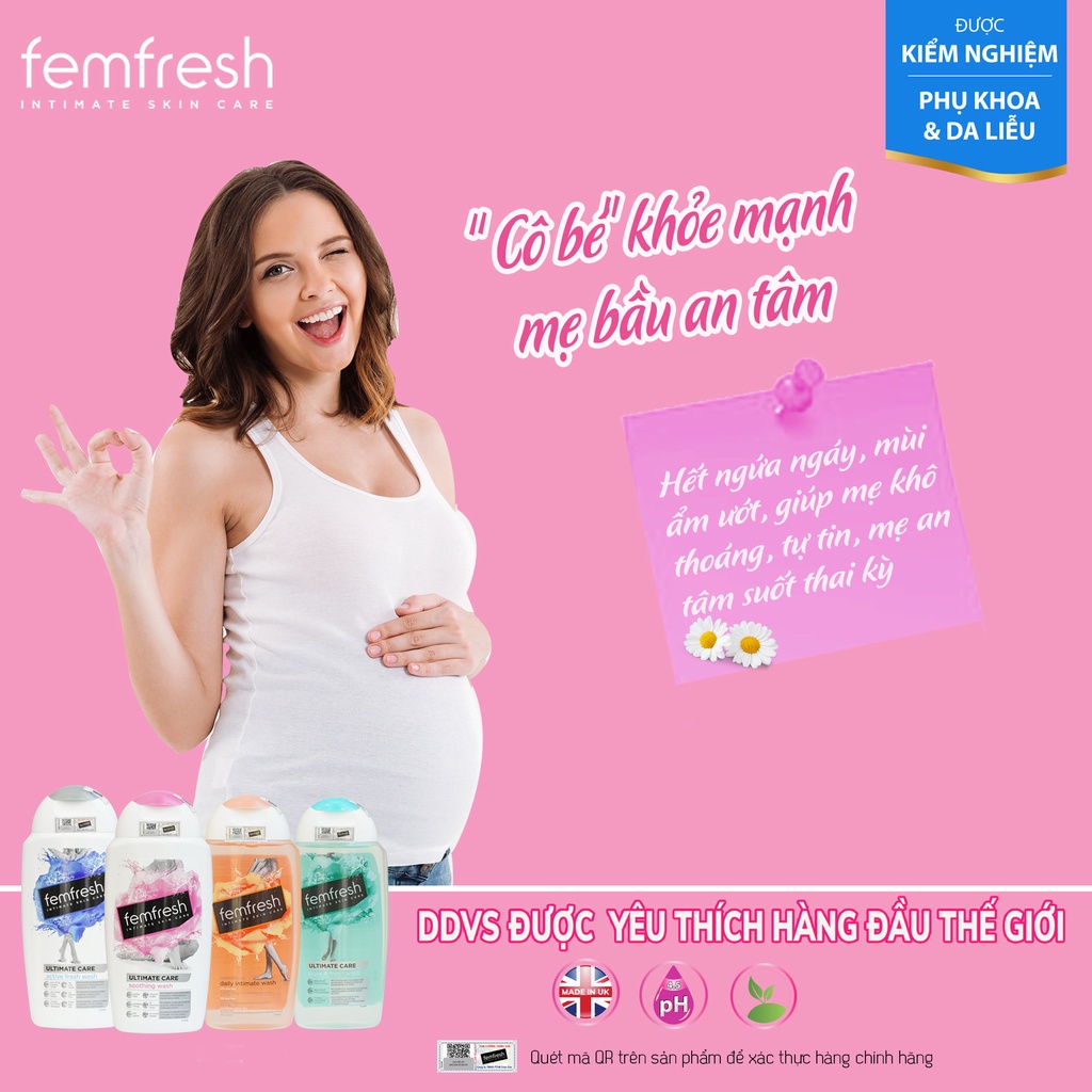 Dung Dịch Vệ Sinh Hỗ Trợ Ngừa Viêm Cho Vùng Kín Sạch, Thơm, Tươi Mới Femfresh Soothing Wash 250ml Anh Quốc