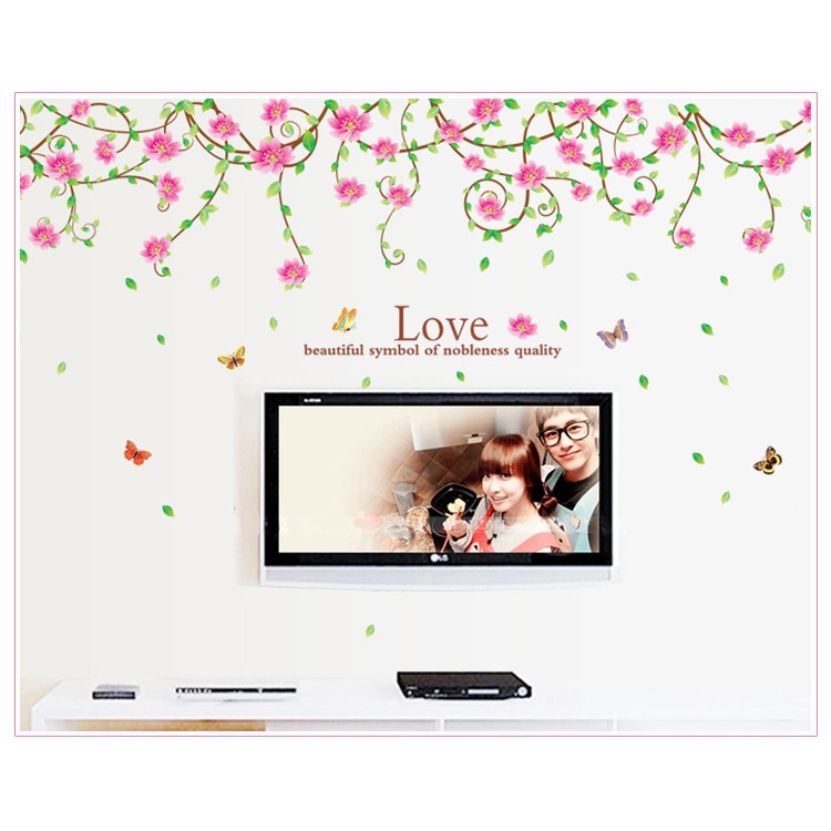 Decal dán tường decal trang trí giàn hoa hồng 3 BINBIN PK164 (Có keo sẵn)
