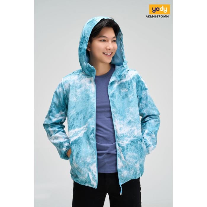 Áo Khoác Gió Nam Loang Màu Có Mũ YODY, áo gió nhẹ nhàng form rộng chống nước chống bám bụi AKM4687 New Đẹp
