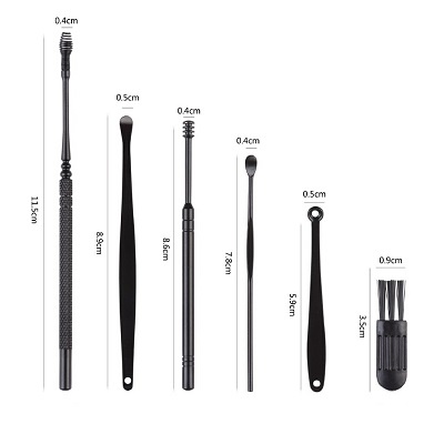 Bộ Dụng Cụ Làm Sạch Ráy Tai 5 Món Có Hộp Đựng Tặng 1 Chổi Vệ Sinh Mini