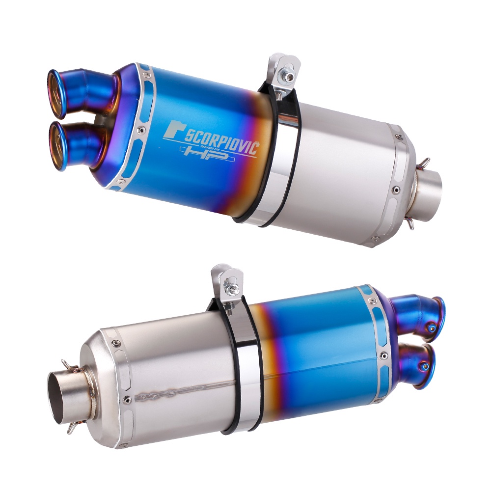 Đa Năng Xe Máy Yoshimura Ống Xả Đôi Ổ Cắm Thoát Đầu Ống Hãm Thanh Cho ER6N Z900 Sửa Đổi Công Tước Nhét 2 Lỗ S9