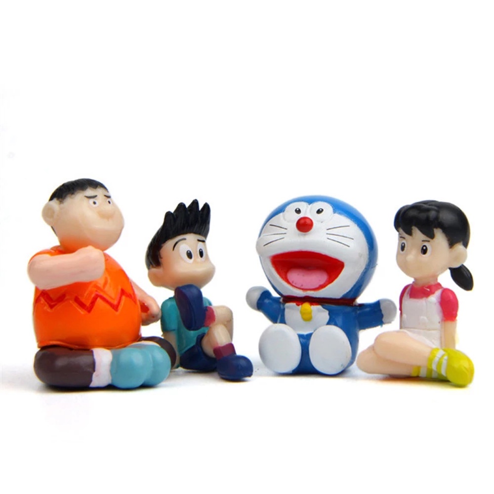 Set 4 mô hình PVC thiết kế kiểu nhân vật hoạt hình Doraemon dùng để trang trí