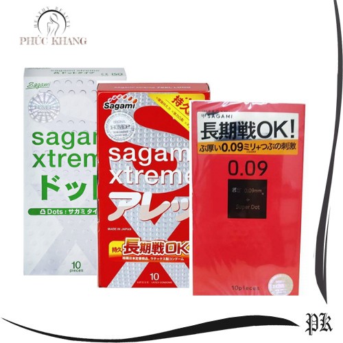 COMBO BAO CAO SU SAGAMI CÓ GAI 3 hộp 30 chiếc - Sagami Super dot 009 + sagami xtreme white + sagami feelong