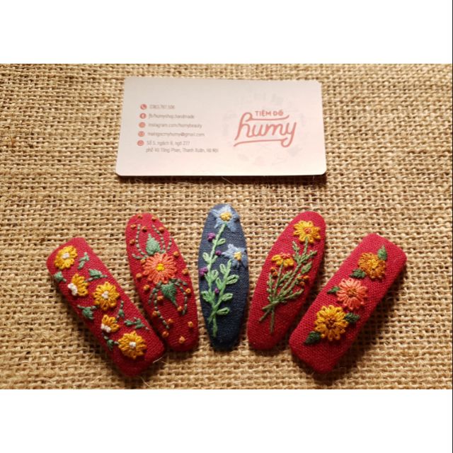Kẹp tóc thêu tay size 6cm
