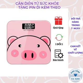 Cân điện tử sức khỏe hình heo có màn hình led kính cường lực theo dõi bảo hành 1 tháng