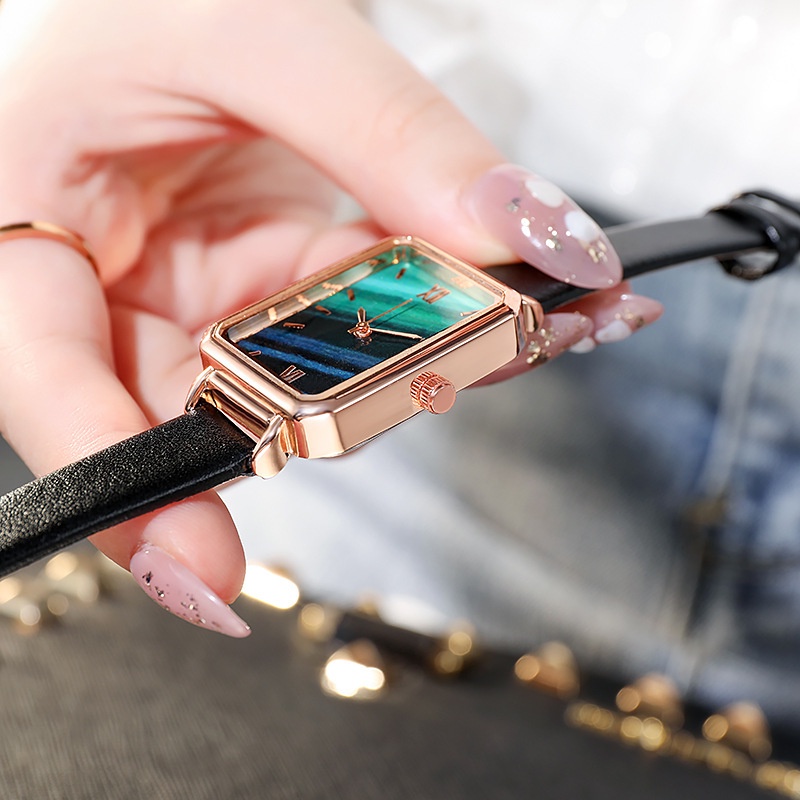 Đồng hồ đeo tay mặt chữ nhật nhỏ/ Vòng tay thời trang cho nữ