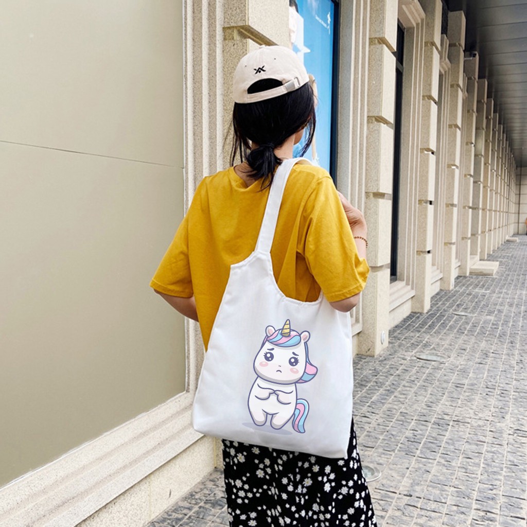 Túi Tote 💖FREESHIP💖 Vải Canvas Nữ Hàn Quốc Giá Rẻ In Hình Cute Unicorn Túi Tote Đi Học C1043