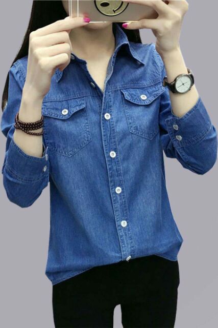 Áo jean nữ hàng quảng châu chất jean mỏng mát kiểu dáng năng động QCNP992
