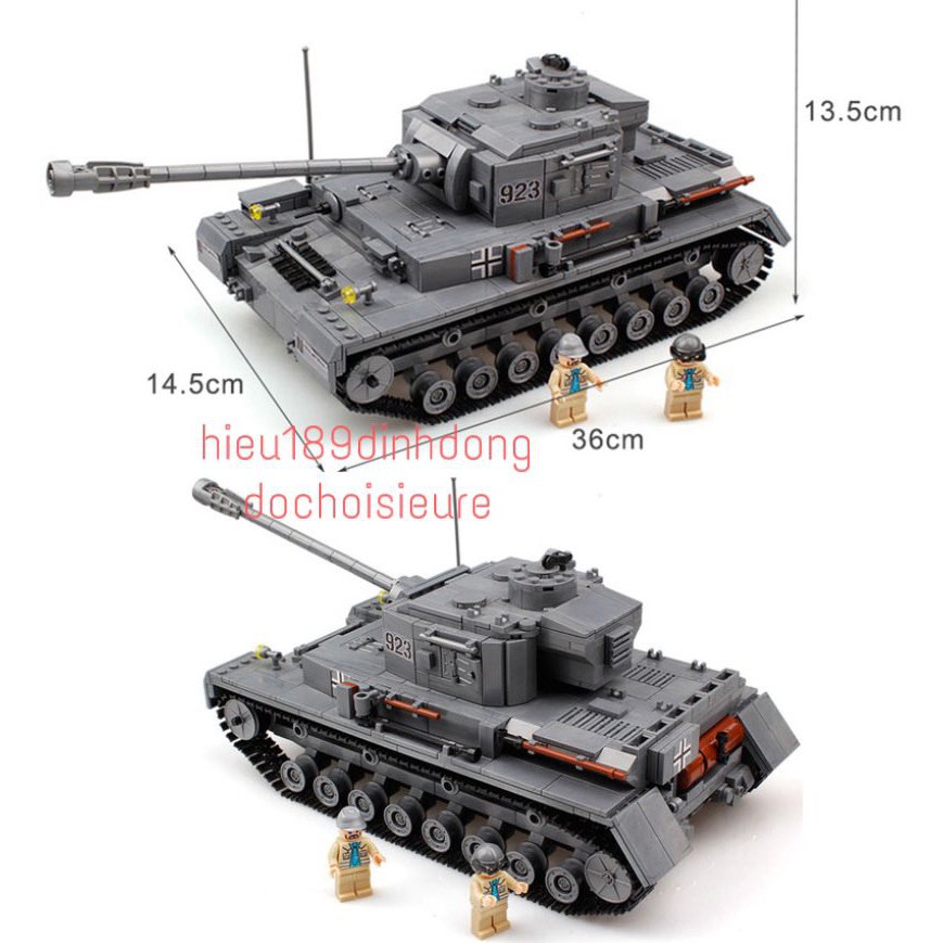 Lắp ráp xếp hình non Lego City Sembo block 82010 : siêu tank Panzer IV phát xít Đức 1193 mảnh