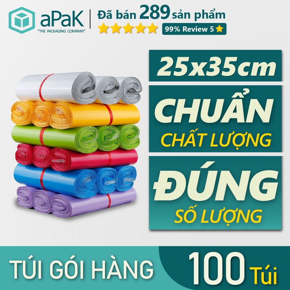 [25x35cm] 100 Túi Gói Hàng Niêm Phong, Bịch Đóng Hàng, Bao Bì Gói Hàng Tự Dính APAK