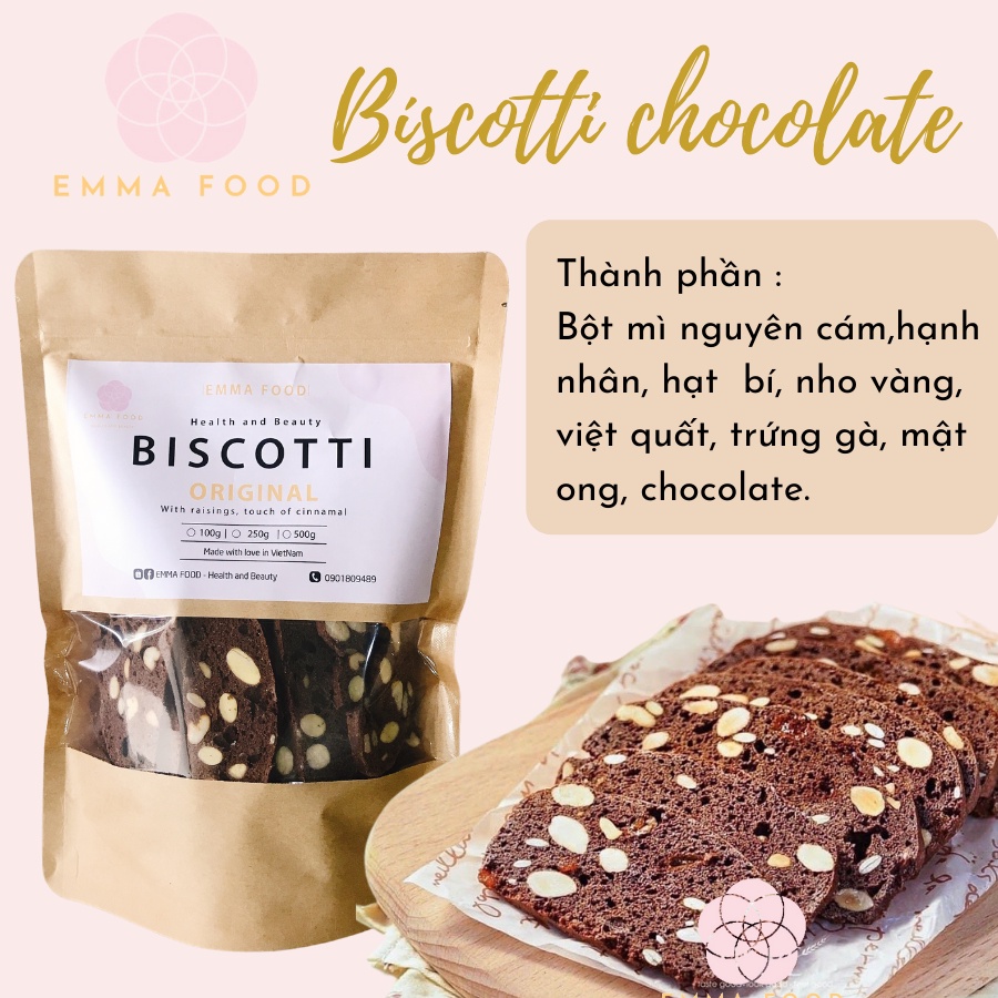 BISCOTTI Nguyên Cám Mix 3 VỊ by EMMA Food - Bánh Ngũ Cốc Nướng Ăn Kiêng Không Đường