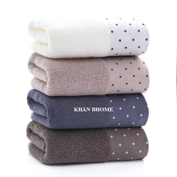 Bộ 4 Khăn mặt cao cấp Nhật Bản BHOME31 - 34X75cm (họa tiết chấm bi)