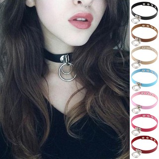 Vòng cổ choker da có 2 móc cá tính 40cm