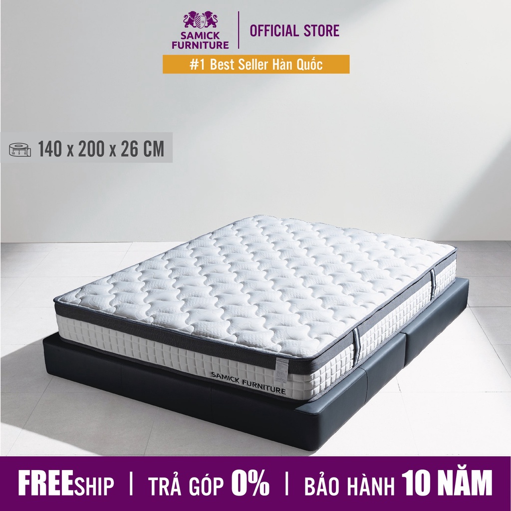 Nệm Lò Xo Túi Độc Lập Samick Hút Chân Không Transform nhập khẩu từ Hàn Quốc 140cm x 200cm x 26cm - Nệm êm và thoáng mát