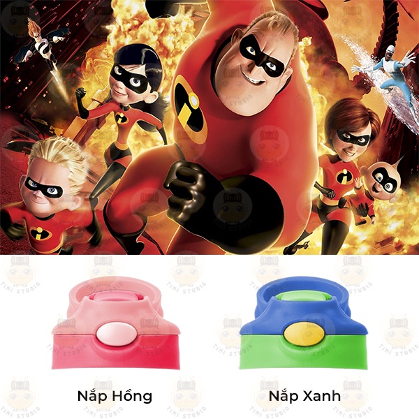 Bình Uống Nước Giữ Nhiệt Cho Bé Có Ống Hút Hình Gia Đình Siêu Nhân - Tỉ Mỉ Studio - Mã 2808KT04