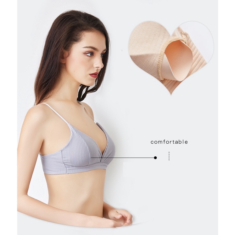 Áo lót ngực cotton thun co dãn siêu mát mùa hè NuciFera_AL12 với cup ngực tam giác trẻ trung