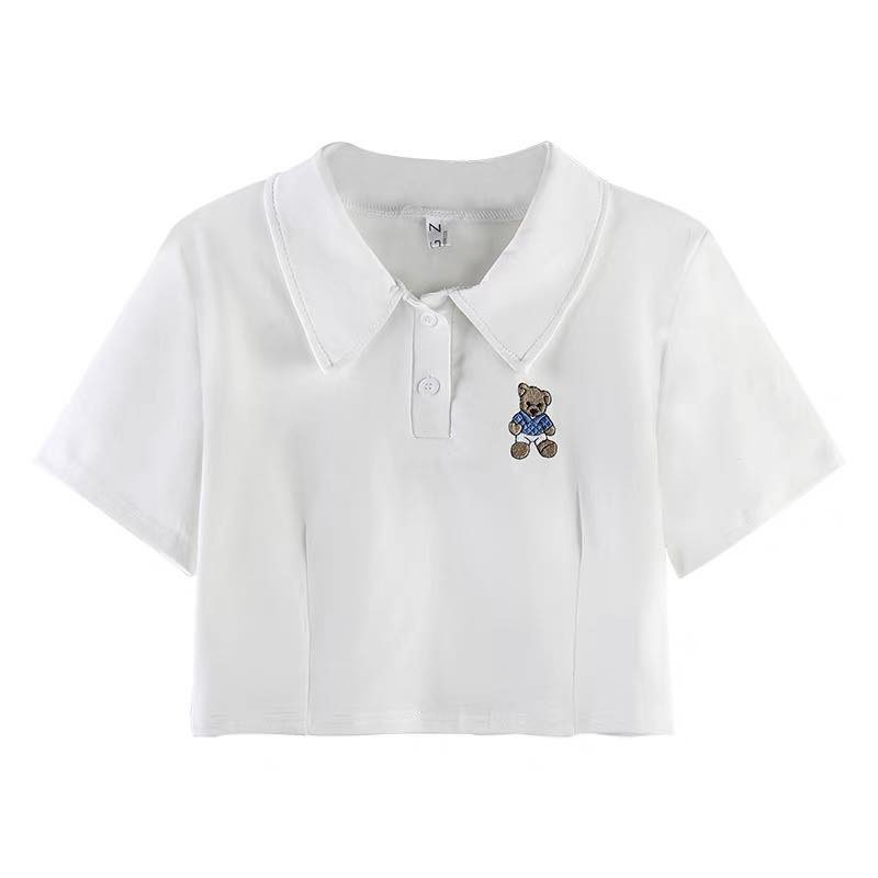 (MẪU MỚI-SLL) Áo thun cổ somi thêu croptop ❤️❤️❤️ CHIBEST_ATH069 | BigBuy360 - bigbuy360.vn