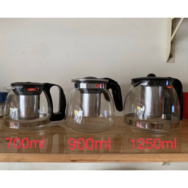 [Shop gia dụng]  Bình lọc trà thuỷ tinh chịu nhiệt cao cấp Lilac (700ml-900ml-1250ml)