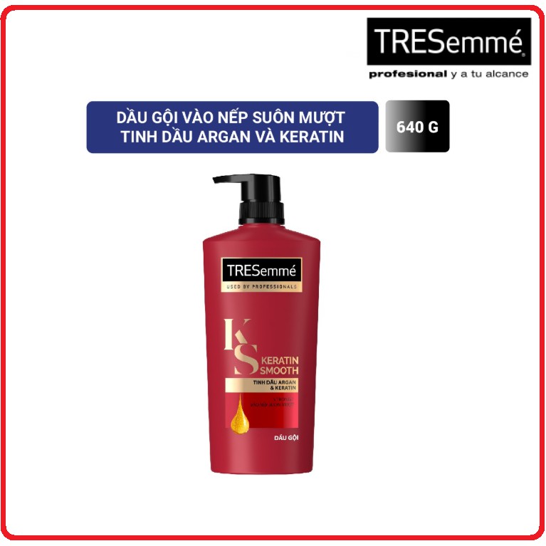 Combo Dầu Gội 640g và Dầu Xả 620g TRESemmé Keratin Smooth Vào Nếp Suôn Mượt