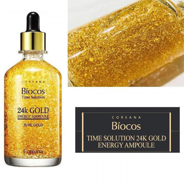 Tinh chất vàng đậm đặc giúp trẻ hoá da Coreana Biocos 24K Gold Energy Ampoule (Pure Gold) 100ml