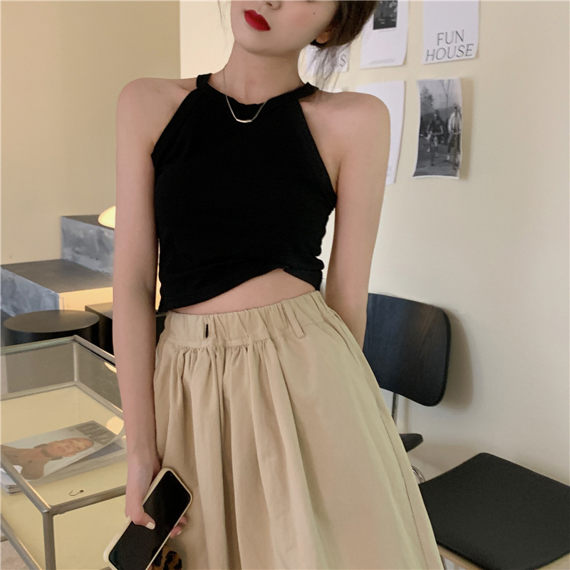 New Korean version summer slim slimming sling camisole female design sense leaky shoulder style