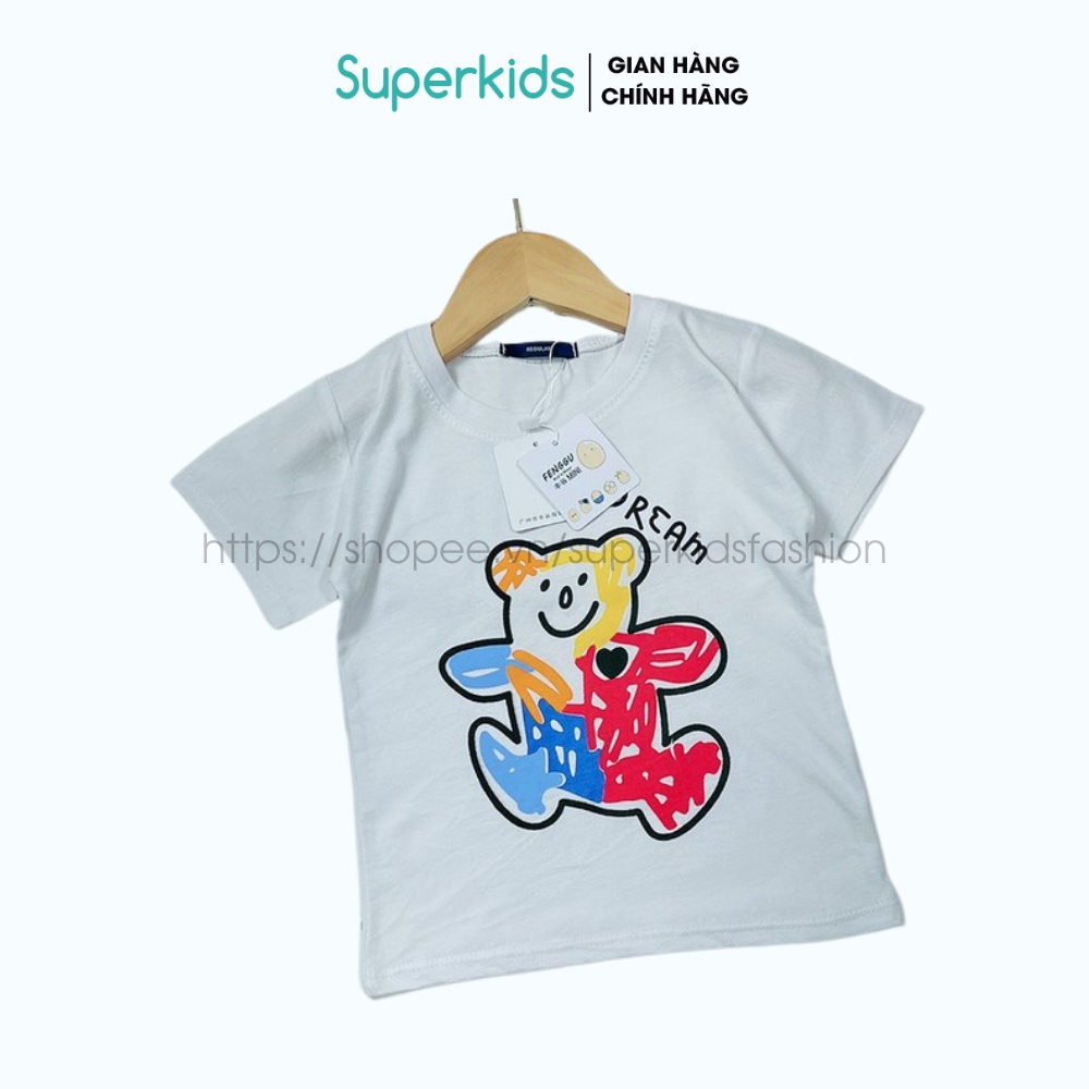 Áo thun gấu sắc màu chất cotton cho bé 8-18kg QATE586