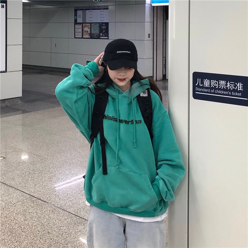 Áo Hoodie Nỉ Unisex Xanh Ngọc (Ảnh Thật)
