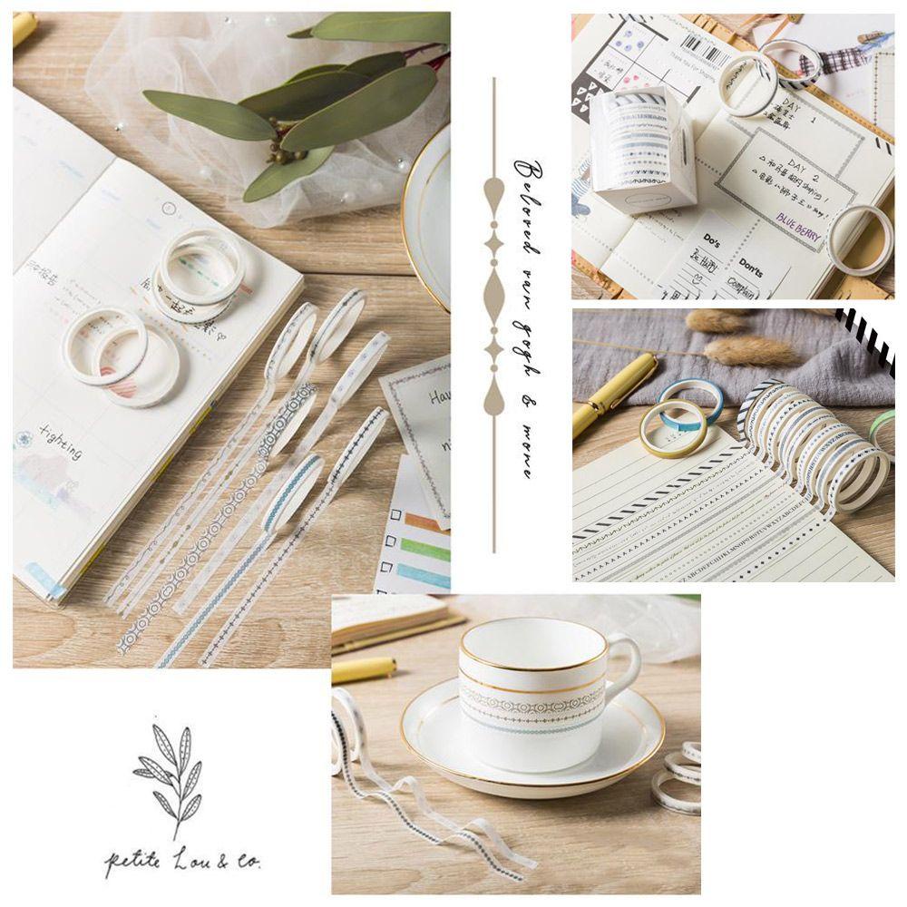 LAKAMIER Set 10 Cuộn Băng Keo Dán Trang Trí Họa Tiết Dễ Thương Thời Trang