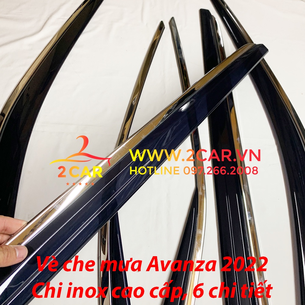 Vè che mưa, viền che mưa xe Toyota Avanza 2022 loại chỉ INOX cao cấp 6 chi tiết