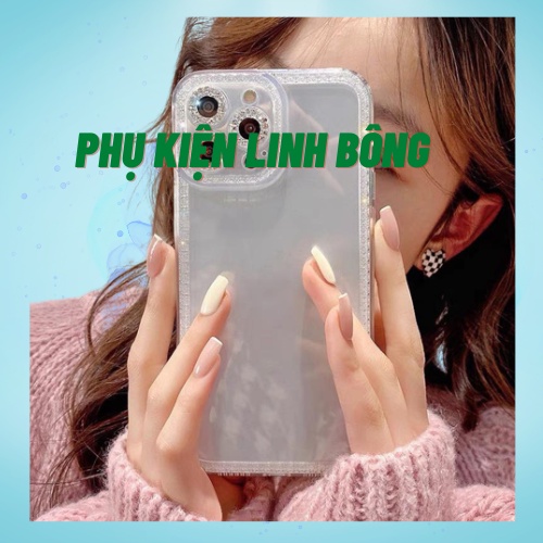 Ốp lưng trong viền kim cương bảo vệ camera cho 7/8 plus, x, xsmax, 11, 11promax, 12 promax, 13promax