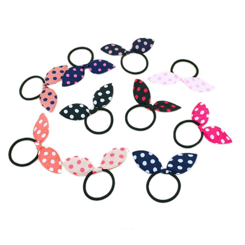 Thun Cột Tóc Co Giãn Hình Tai Thỏ Nhiều Màu