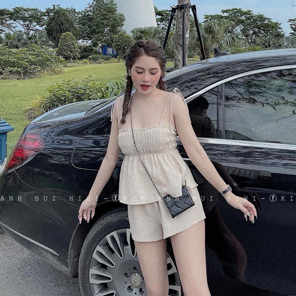 Set đồ nữ cá tính, set quần sóc áo quây đi chơi sang chảnh mùa hè đẹp 8A00132 | BigBuy360 - bigbuy360.vn