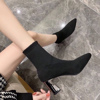 bốt nữ len gót bạc