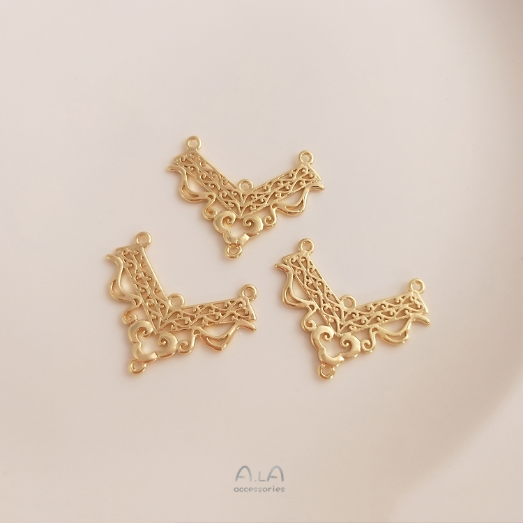 [Little Blu] Mặt Dây Chuyền Tua Rua Đồng Mạ Vàng 14K Tự Làm Trang Sức Cổ Điển