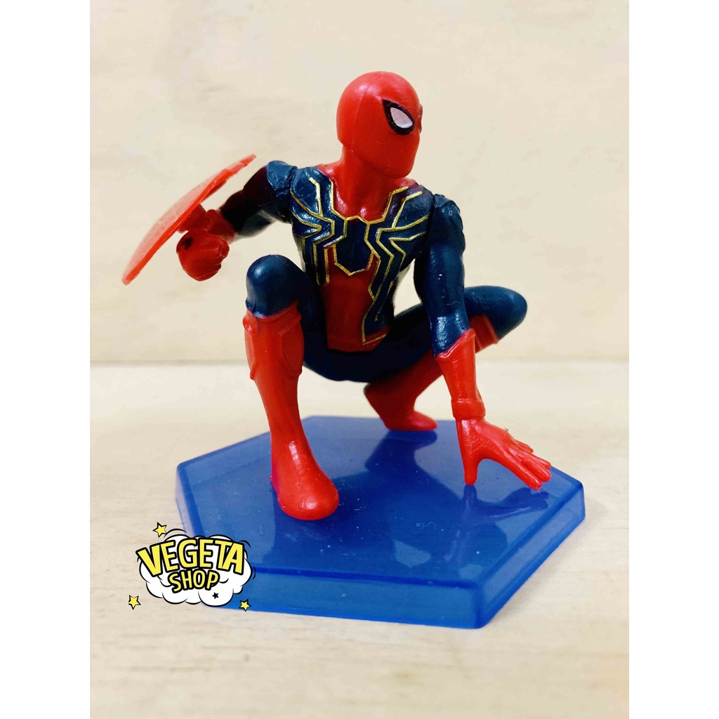 Mô hình Avengers - Marvel - DC - Trọn bộ 6 mô hình tư thế Spider Man - Người Nhện cầm lá chắn - Cao 6~11cm