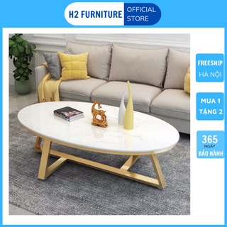   FREESHIP HÀ NỘI  Bàn trà ovan sofa H2 Furniture mặt đá khung kim loại sơn tĩnh bàn trà cafe 