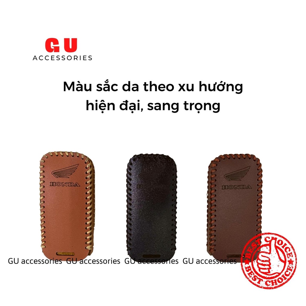 Bao da chìa khóa Smartkey xe Airblade Lead PCX SHVN SH Mode Vario Vision Cub ADV Scoopy da thật bảo vệ Smartkey GU