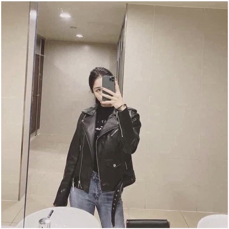 Áo Khoác Da Nữ Dáng Biker, Áo Da Nữ 2 Lớp Cao Cấp Z Mã 029 - LITTLE KOREA