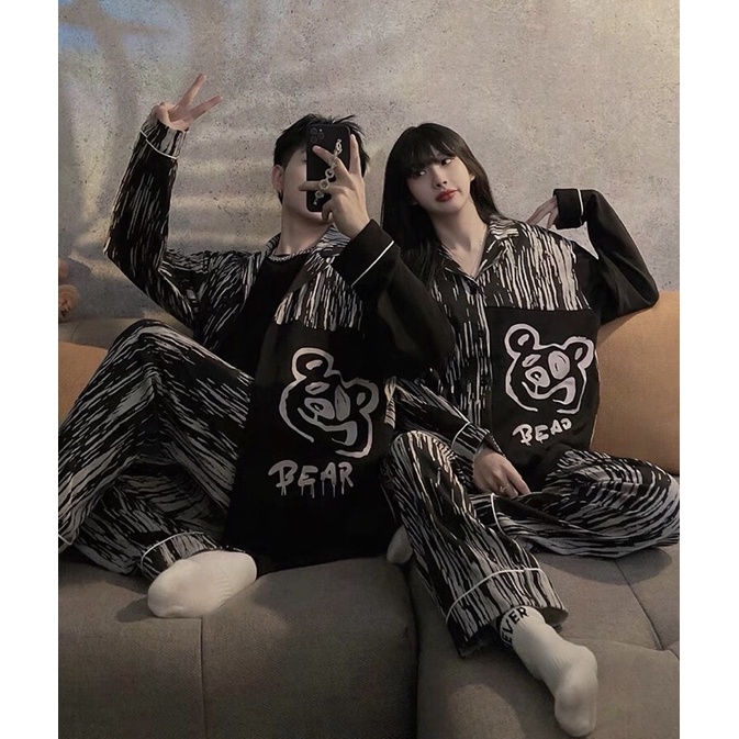 Bộ đồ ngủ nam nữ gấu bear chất cotton xịn loại 1 form rộng siêu thoáng và thoải mái