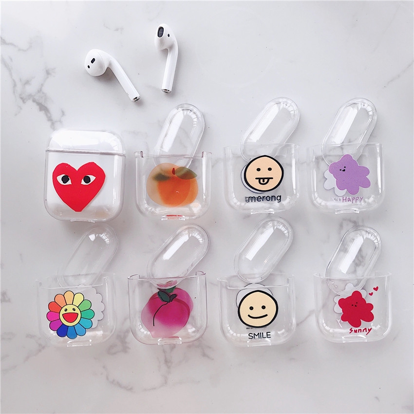 Vỏ Bảo Vệ Hộp Đựng Tai Nghe Airpods Trong Suốt In Hình Mặt Cười Dễ Thương