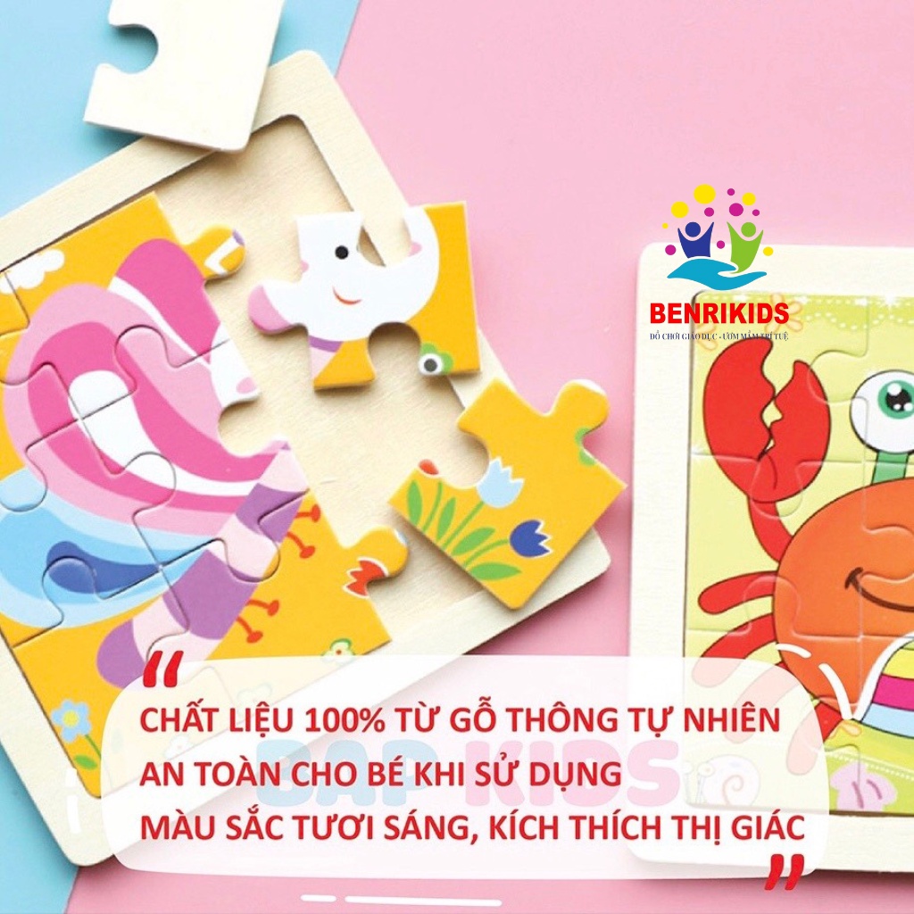 Đồ Chơi Ghép Hình 9 Mảnh Tranh Lắp Ráp Thông Minh Ghép Gỗ 9 Miếng 11x11cm