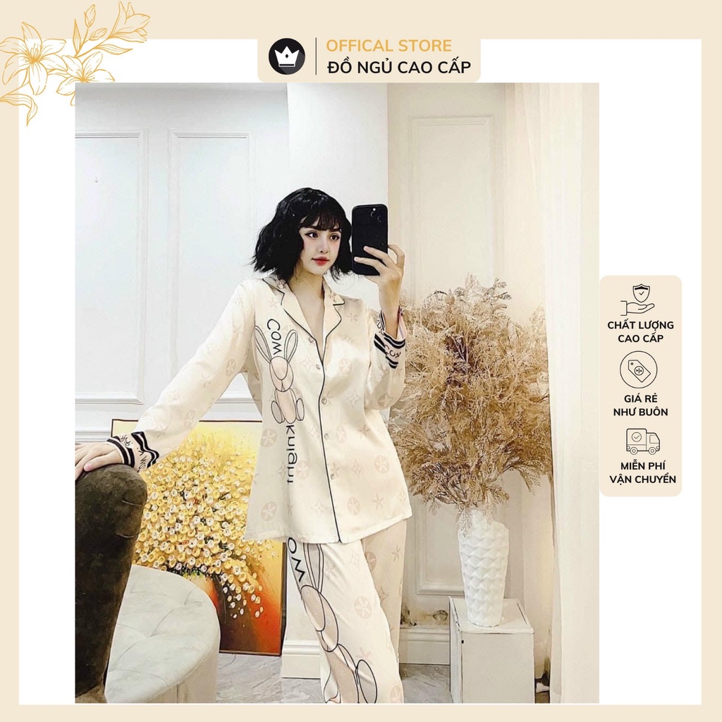 Bộ đồ ngủ lụa Thỏ họa tiết Cao Cấp -Vài lụa cao cấp thiết kế trẻ trung,chất liệu mát lịm | BigBuy360 - bigbuy360.vn