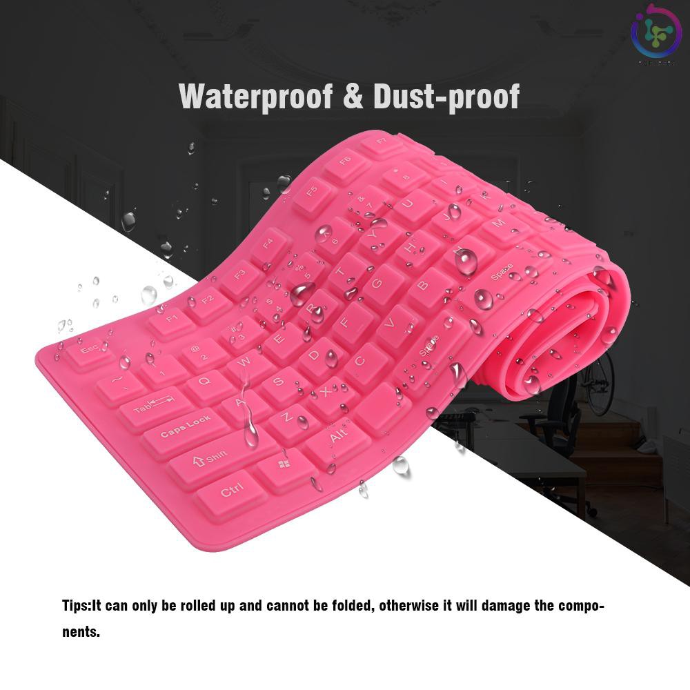 PCER♦: 108 Keys USB Silicone Flexible Foldable Keyboard  Waterproof Dustproof USB Silent Keys For La