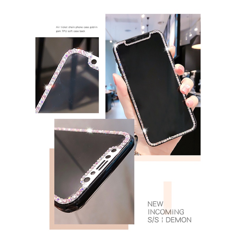 Kính cường lực toàn màn hình đính đá cho  IPhone 12 11 Pro MAX 6 6S 7 8 Plus