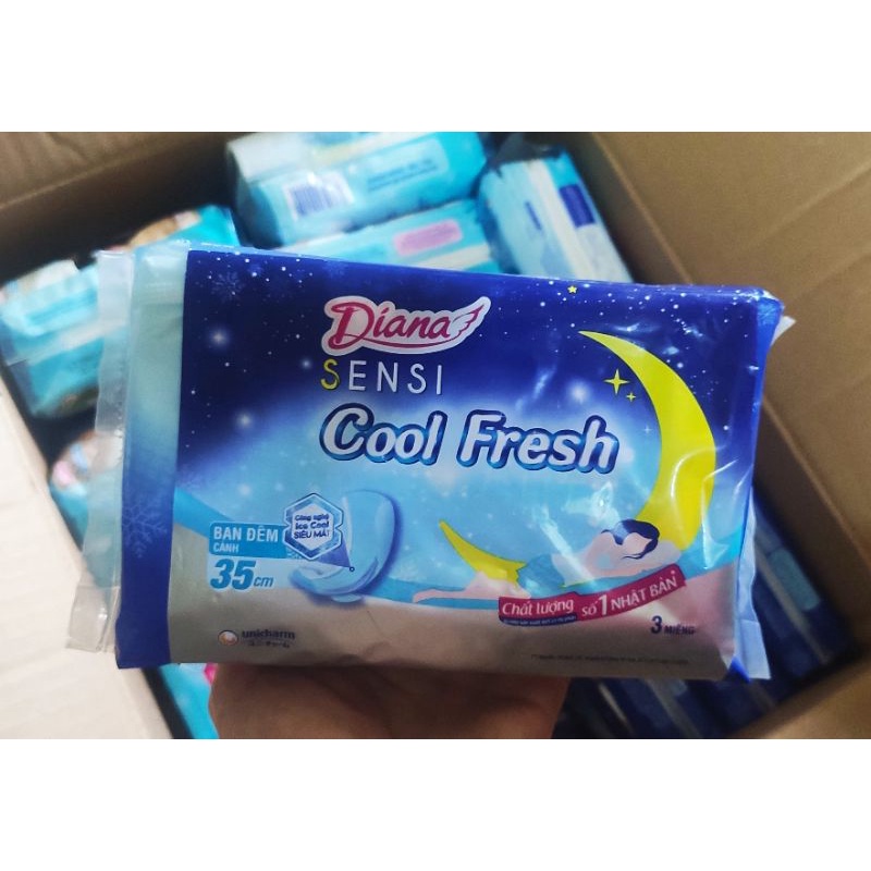 Băng Vệ Sinh Ban Đêm Diana Sensi Cool Fresh Gói 3 Miếng x 35cm Cánh